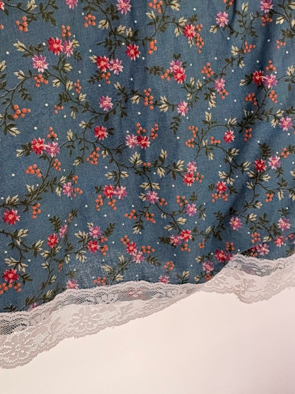 Vintage Gunne Sax by Jessica Blue Floral Corset Lace-Up Prairie Dress German - Picture 3 of 9